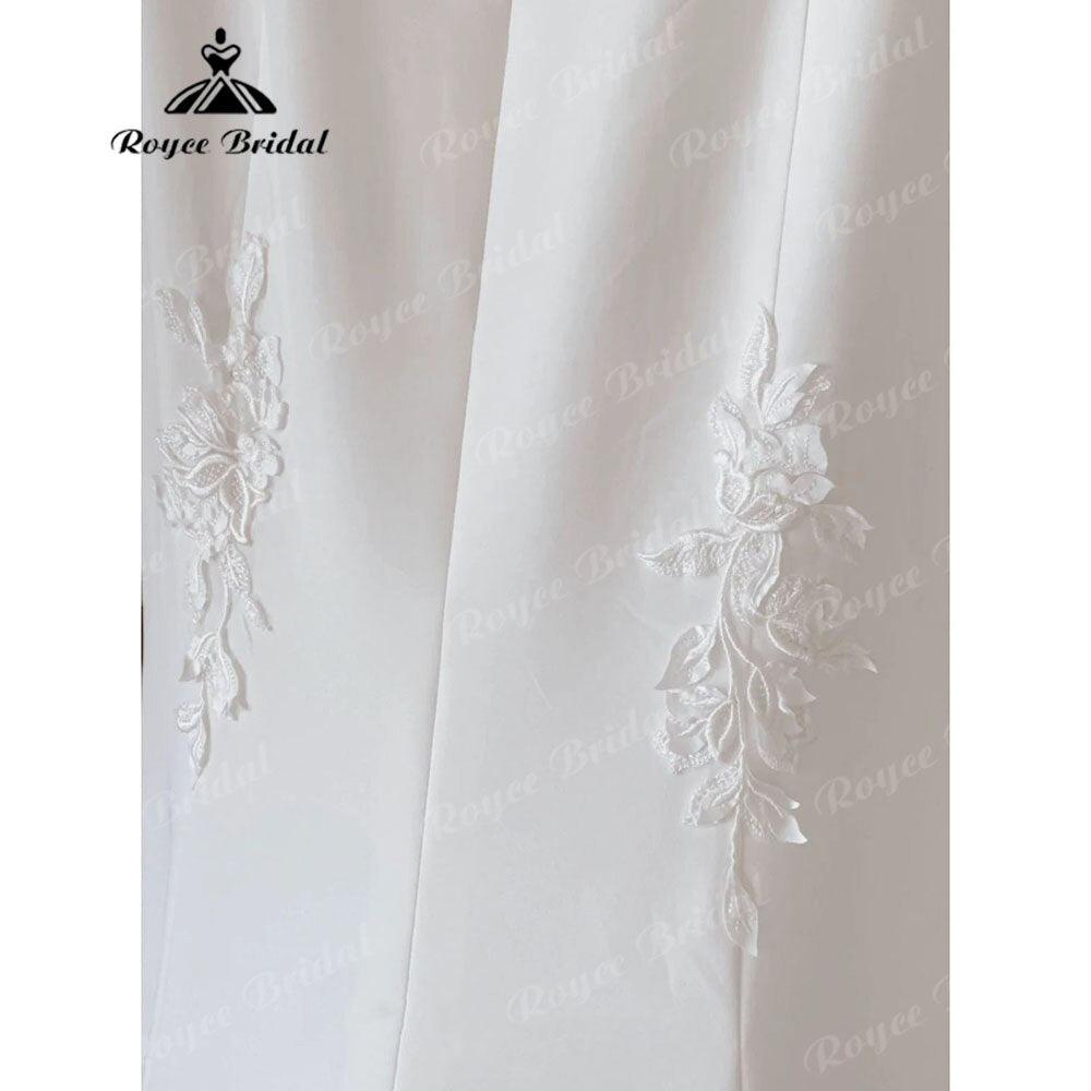 Sexy Meerjungfrau Spitze rückenfrei weiches Satin Damen Hochzeitskleid Spaghettiträger Brautkleider robe soirée mariage