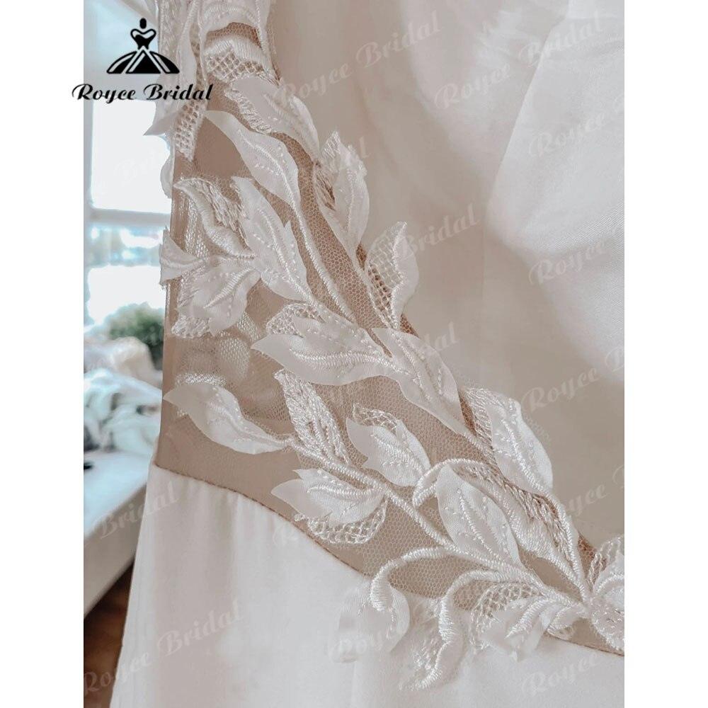 Sexy Meerjungfrau Spitze rückenfrei weiches Satin Damen Hochzeitskleid Spaghettiträger Brautkleider robe soirée mariage
