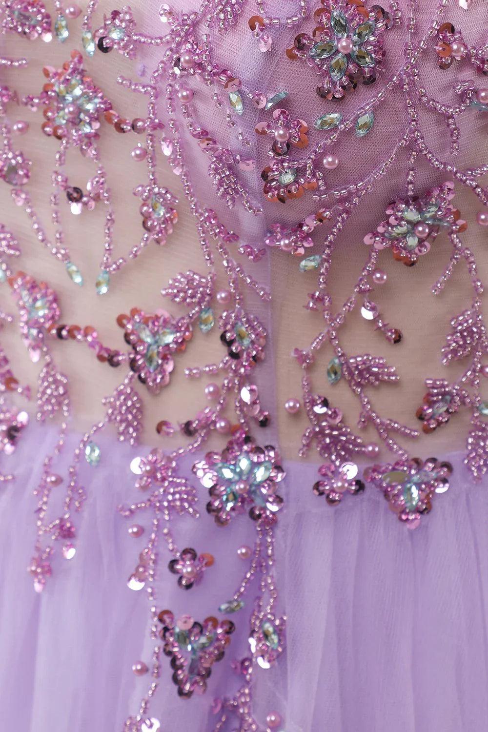 Vestidos de fiesta sexys de tul con tirantes finos, escote en V, cuentas y sin mangas