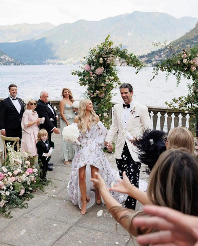 NumberSea NumberSea Floral Print  A Line Wedding Dress Lace Appliques 2025 Luxury Bridal Boho Beach Wedding Gowns Backless