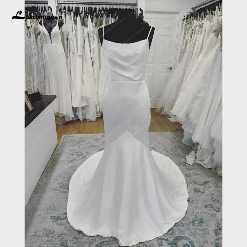 Vestido de novia NumberSea de satén para boda 2025, sexy, para playa, sin espalda, para novia civil 