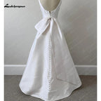 Vestidos de novia NumberSea de satén corte A para mujer 2025, vestidos de novia estilo civil, estilo bohemio playero con lazo. 