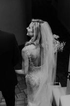 NumberSea Sheath Beaded V-neck Backless Lace Wedding Dresses, Wedding Gowns, MW704
