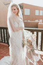 NumberSea Sheath Beaded V-neck Backless Lace Wedding Dresses, Wedding Gowns, MW704