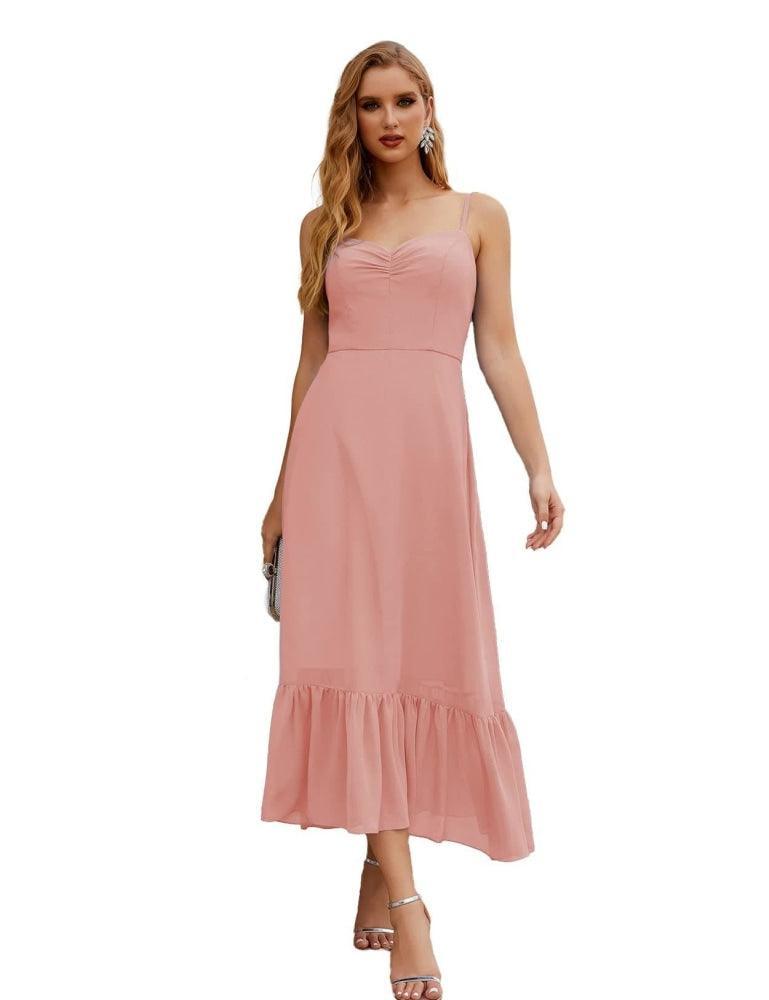 Numbersea Spaghetti Strap Chiffon Bridesmaid Dress Ankle Length Formal A Line Cocktail Party Homecoming Dress for Juniors SEA28028-numbersea