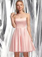 NumberSea - Vestido de novia sencillo de satén con tirantes finos, corte en A, minivestido de fiesta, espalda descubierta, sin mangas, para graduación, cóctel, elegante 