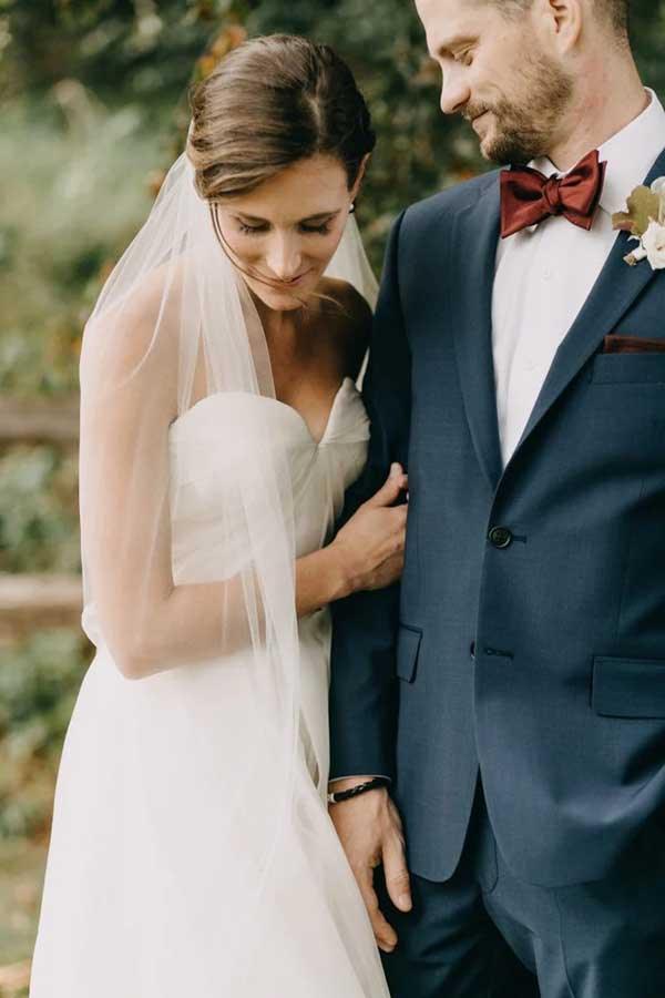 Vestidos de novia NumberSea sencillos de gasa con escote corazón y corte en A, sin tirantes, MW792