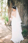 NumberSea Simple Chiffon Off-the-Shoulder Beach Wedding Dresses, Bridal Dresses