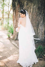 NumberSea Simple Chiffon Off-the-Shoulder Beach Wedding Dresses, Bridal Dresses