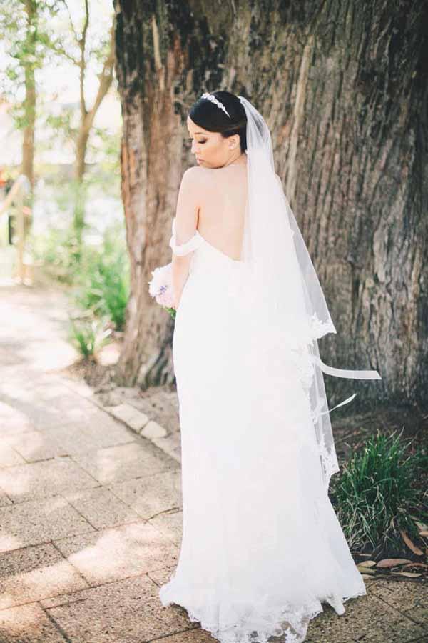NumberSea Simple Chiffon Off-the-Shoulder Beach Wedding Dresses, Bridal Dresses