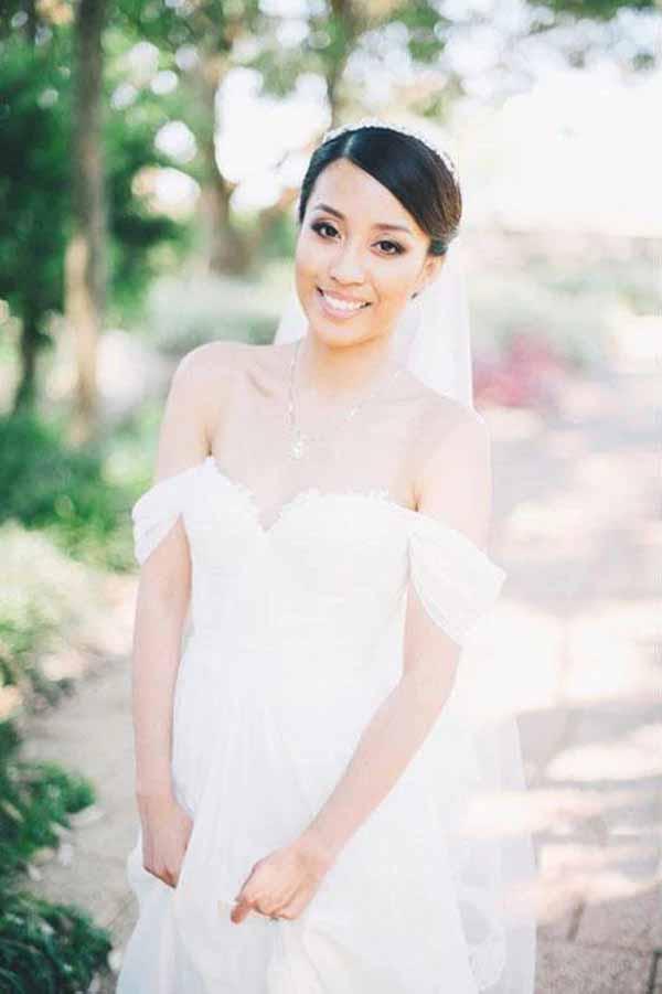 NumberSea Simple Chiffon Off-the-Shoulder Beach Wedding Dresses, Bridal Dresses