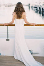 NumberSea Schlichtes, elfenbeinfarbenes Meerjungfrau-Brautkleid mit herzförmigem Ausschnitt und Schleppe, MW697