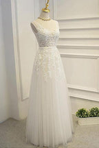 Vestido de novia NumberSea de encaje sencillo, corte A, escote en V y largo hasta el suelo, MW583