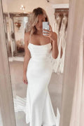Vestido de novia NumberSea con escote redondo, corte sirena y tirantes finos, MW956