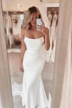 Vestido de novia NumberSea con escote redondo, corte sirena y tirantes finos, MW956