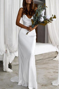 Vestido de novia NumberSea de satén de seda, corte sirena, espalda descubierta y tirantes finos, MW602