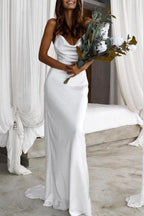 Vestido de novia NumberSea de satén de seda, corte sirena, espalda descubierta y tirantes finos, MW602
