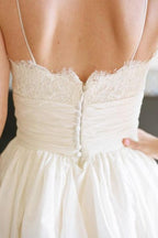 Vestido de novia NumberSea de tafetán sencillo con corte en A y tirantes finos para playa, MW661