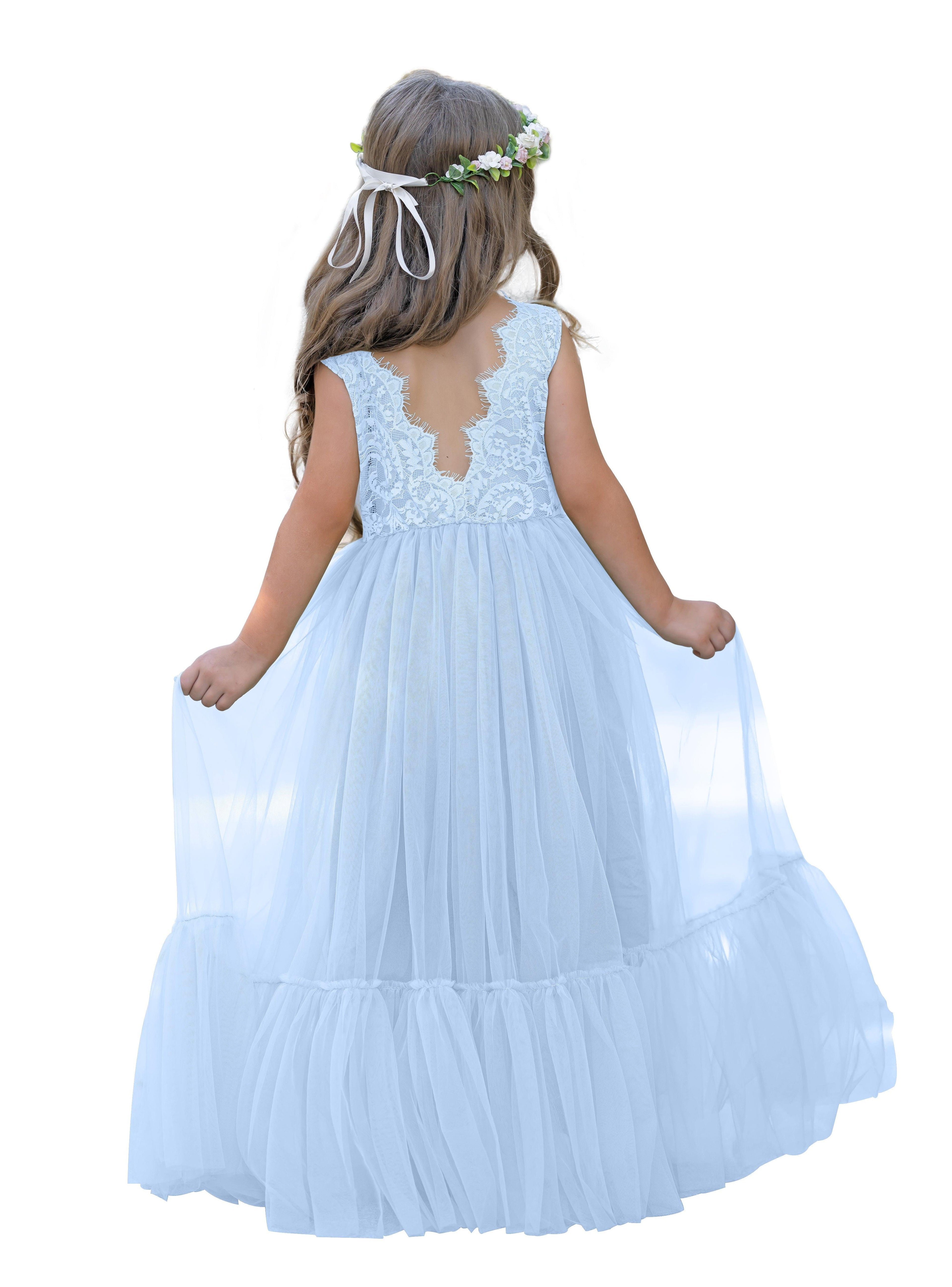 Lace Tulle Floor-length Boho Flower Girl Dress