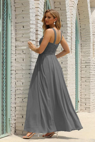 Numbersea Women Halter Chiffon Bridesmaid Dress A-line Long Formal Prom Gown SEA28015-numbersea
