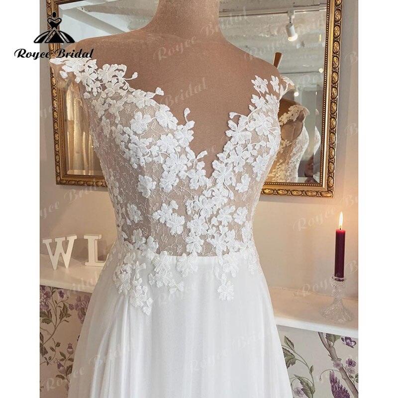 Impresionantes vestidos de boda bohemios, vestido de novia con escote en V, manga corta, encaje de gasa, 2022, vestido de boda civil para playa, vestido de boda