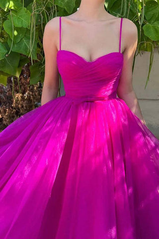 Teelanges, herzförmiges, pinkes Ballkleid, einfaches Ballkleid PSK565