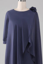 Kleid für die Brautmutter, knielanges Chiffonkleid mit Perlen