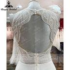 Vestido de novia de playa Trouwjurk con corpiño de encaje de gasa, corte A, sin mangas, espalda abierta, hecho a medida, bata de novia NumberSea