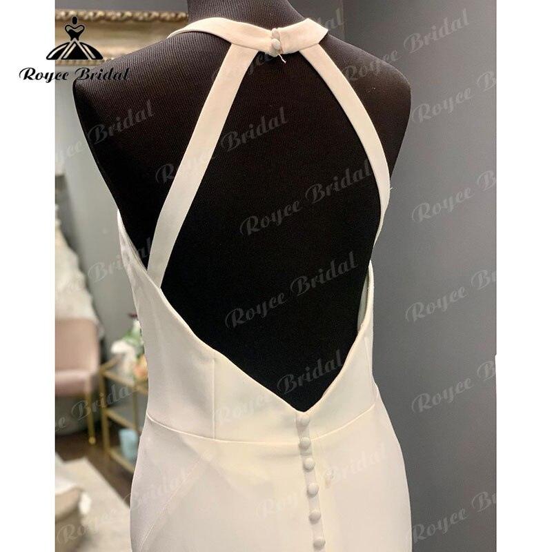 Trouwjurk Neckholder Boho Satin Meerjungfrau/Trompete Hochzeitskleid Sweep Train Open Back 2025 Vinatge Boho Custom Made robe de mariée