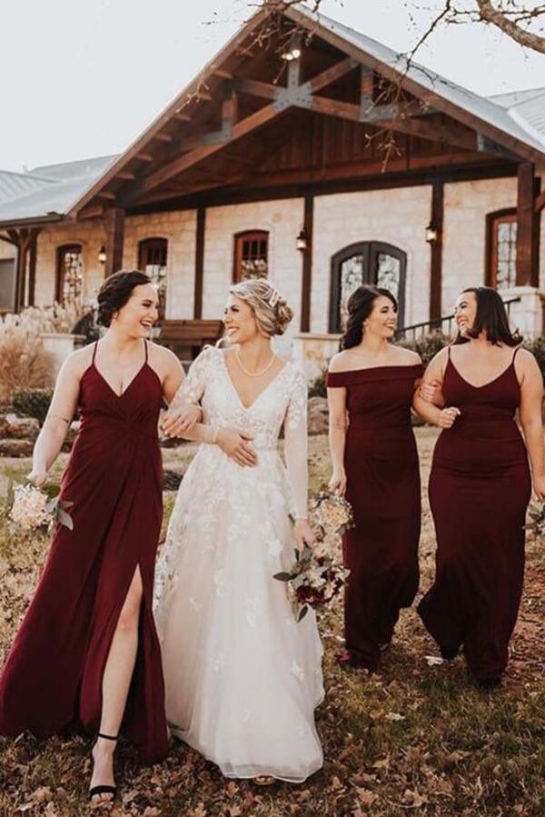 Vestidos de novia NumberSea de tul, corte A, mangas largas, apliques de encaje, MW605