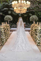 NumberSea Tulle Lace A-line Wedding Dresses With Court Train, Wedding Gowns
