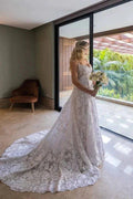 NumberSea Tulle Lace A-line Wedding Dresses With Court Train, Wedding Gowns