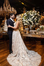 NumberSea Tulle Lace A-line Wedding Dresses With Court Train, Wedding Gowns