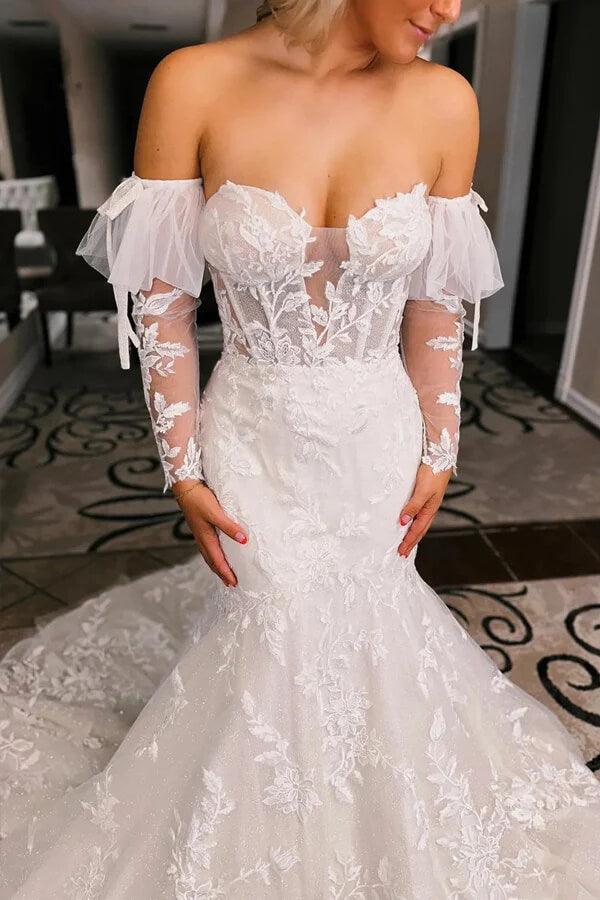 Vestido de novia NumberSea de tul con encaje y corte sirena, MW1011