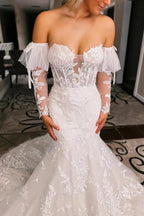 Vestido de novia NumberSea de tul con encaje y corte sirena, MW1011