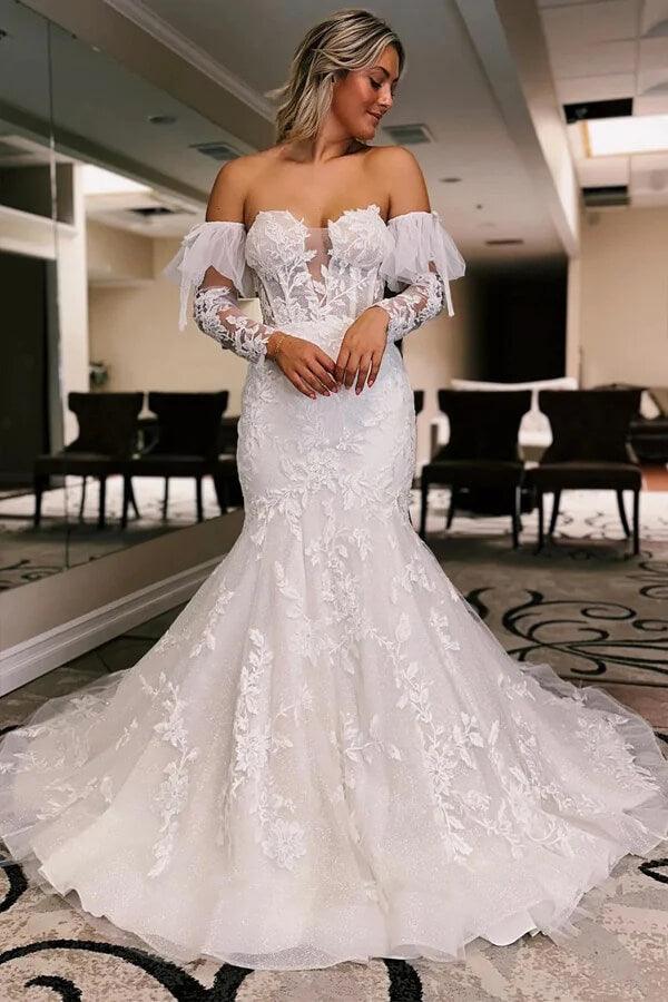 Vestido de novia NumberSea de tul con encaje y corte sirena, MW1011