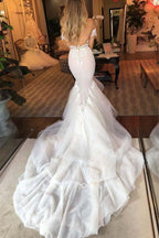 Vestido de novia NumberSea de tul, corte sirena, escote corazón, apliques de encaje, MW744