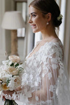 Vestido de novia NumberSea de tul con escote corazón y apliques florales, MW890