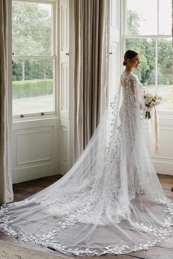Vestido de novia NumberSea de tul con escote corazón y apliques florales, MW890
