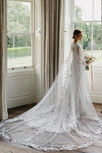 Vestido de novia NumberSea de tul con escote corazón y apliques florales, MW890