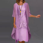 Mother of the Bride Dress with Two-Piece Chiffon Floral Sheath / Column