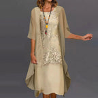 Mother of the Bride Dress with Two-Piece Chiffon Floral Sheath / Column