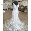 V Neck Lace Sleeveless Mermaid/Trumpet Boho Wedding Dress Appliques Open Back Sweep Train 2025 Wedding Gowns vestidos de novia