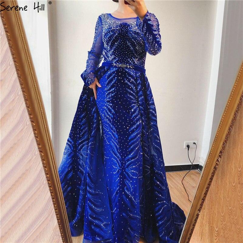 Weinrotes Abendkleid aus Samt mit langen Ärmeln, luxuriöses Design, Perlenbesatz, formelles Kleid 2024, Serene Hill, Übergröße LA60903 