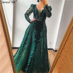 Weinrotes Abendkleid aus Samt mit langen Ärmeln, luxuriöses Design, Perlenbesatz, formelles Kleid 2024, Serene Hill, Übergröße LA60903 
