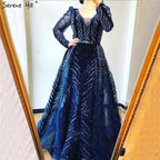 Weinrotes Abendkleid aus Samt mit langen Ärmeln, luxuriöses Design, Perlenbesatz, formelles Kleid 2024, Serene Hill, Übergröße LA60903 