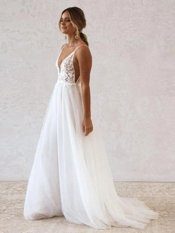 NumberSea Vestido Boho Bridal Wedding Dress Summer Beach 2022 Backless Sexy Mariage Tulle Receipt Party Gowns Lace Spaghetti Straps