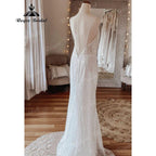 Vestido Novia Glitzerndes Pailletten-Boho-Meerjungfrauen-Hochzeitskleid mit Spaghettiträgern, Brautkleid für den Empfang, Hochzeitspartykleid, elegant