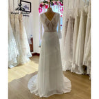Brautkleid V-Ausschnitt Spitze Mieder Boho Bohemian Strand Schlitz Seiten Brautkleid für Braut Hochzeitskleid für Damen NumberSea