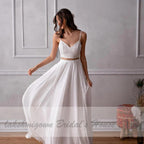 Vestido de novia de dos piezas NumberSea Vestidos para una recepción nupcial bohemia elegante Vestidos de fiesta de boda 2020 Vestidos de novia de playa de encaje Trouwjurk 